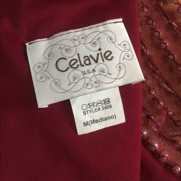 Burgundy lace lined dress size M - Picture 10 of 10